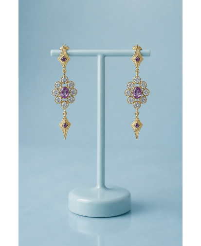 Boucles d'oreilles Alice Améthyste & Topazes Bleues | Diaperis | Birdy