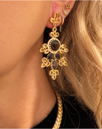 Boucles d’oreilles AEVA Quartz Fumé & Citrine | Diaperis – Birdy