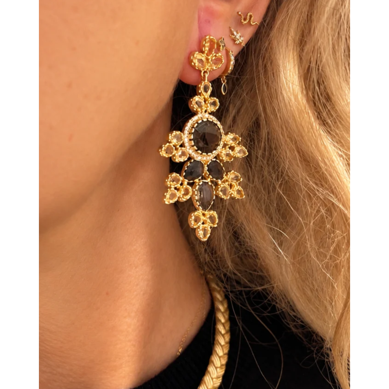 Boucles d’oreilles AEVA Quartz Fumé & Citrine | Diaperis – Birdy