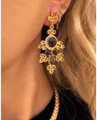 Boucles d’oreilles AEVA Quartz Fumé & Citrine | Diaperis – Birdy