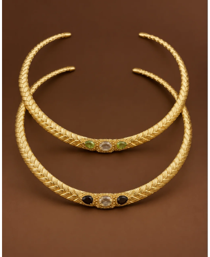 Collier Torque Joséphine Quartz Fumé & Citrine | Diaperis Birdy