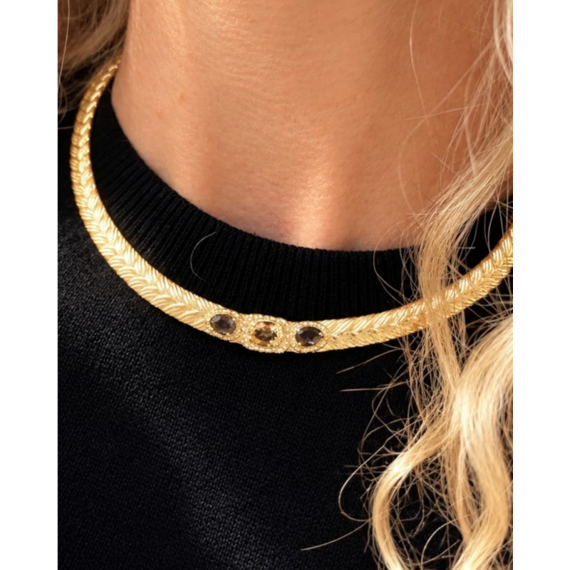 Collier Torque Joséphine Quartz Fumé & Citrine | Diaperis Birdy