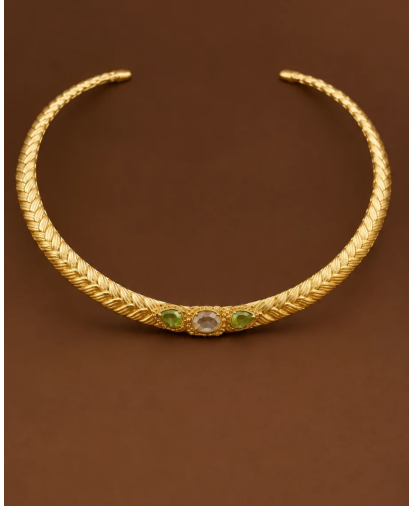 Collier Torque Joséphine – Péridot & Topaze Bleue | Diaperis