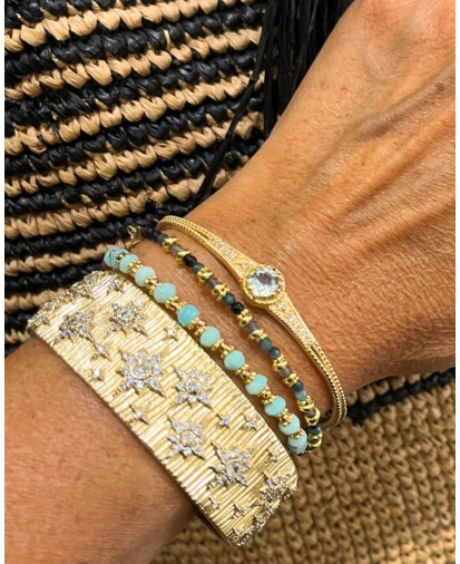 Jonc Lina Grenat & Plaqué Or | Bracelet Diaperis – Birdy