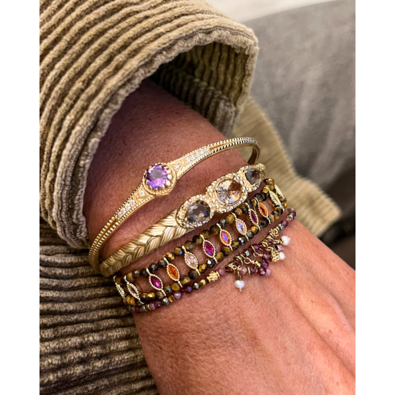 Jonc Lina Améthyste & Plaqué Or | Bracelet Diaperis – Birdy
